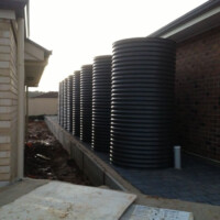 Round steel rainwater tanks